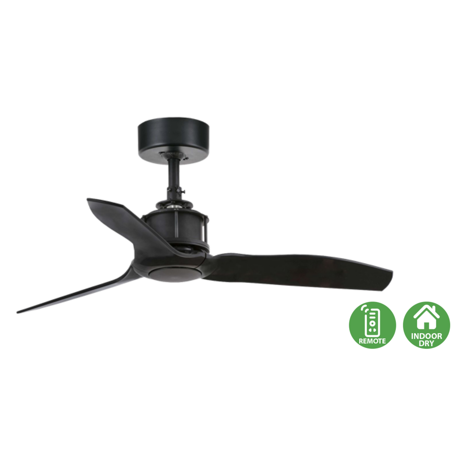 Faro Just Fan designer ceiling fan with industrial modern styling and aerodynamic blades for contemporary homes, cafes, and architectural interiors in Indonesia | Kipas angin plafon Faro Just Fan dengan desain industrial modern dan blade aerodinamis untuk rumah modern, cafe, dan interior arsitektural di Indonesia