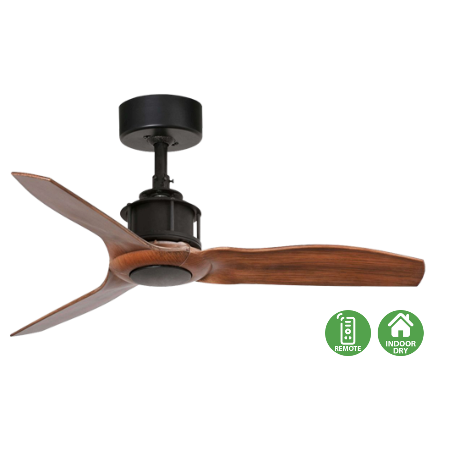Faro Just Fan designer ceiling fan with industrial modern styling and aerodynamic blades for contemporary homes, cafes, and architectural interiors in Indonesia | Kipas angin plafon Faro Just Fan dengan desain industrial modern dan blade aerodinamis untuk rumah modern, cafe, dan interior arsitektural di Indonesia
