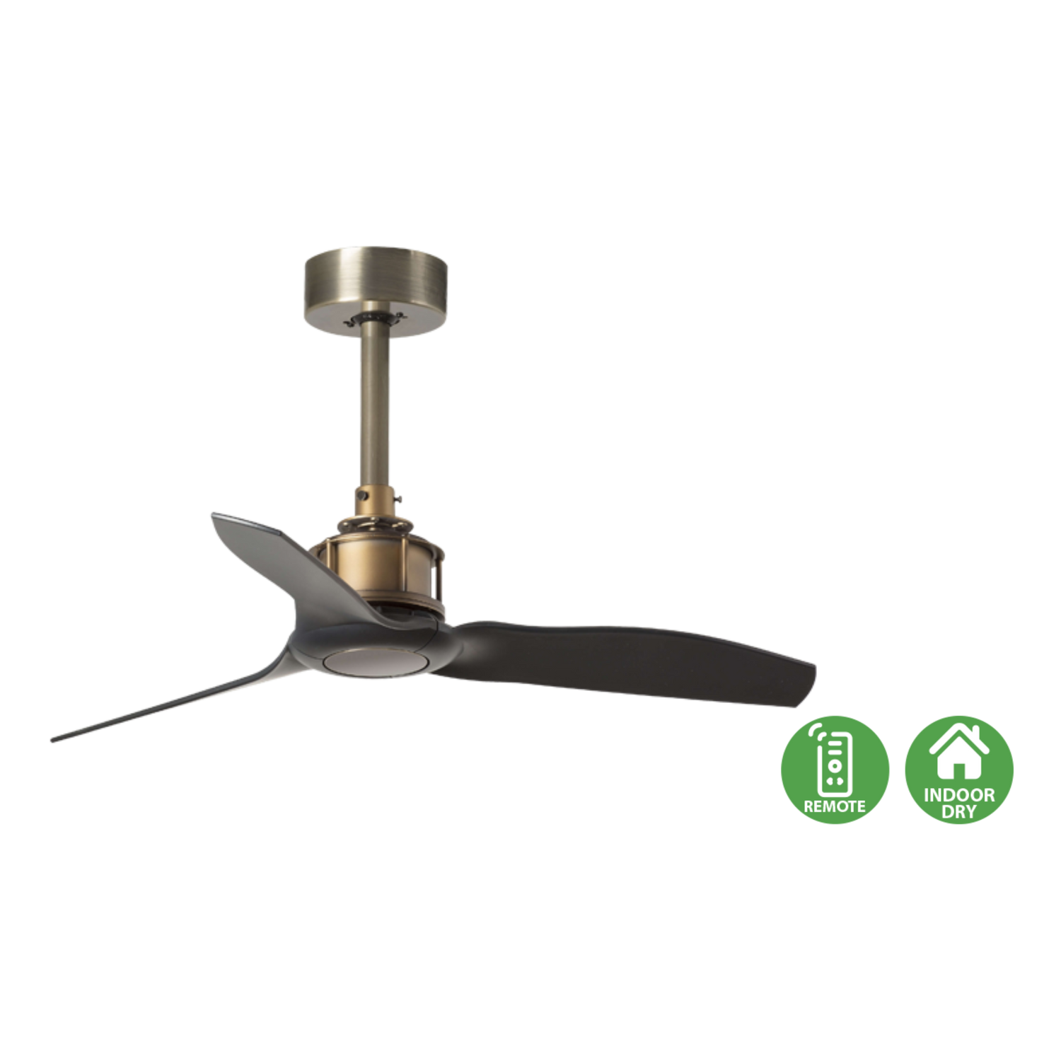 Faro Just Fan designer ceiling fan with industrial modern styling and aerodynamic blades for contemporary homes, cafes, and architectural interiors in Indonesia | Kipas angin plafon Faro Just Fan dengan desain industrial modern dan blade aerodinamis untuk rumah modern, cafe, dan interior arsitektural di Indonesia