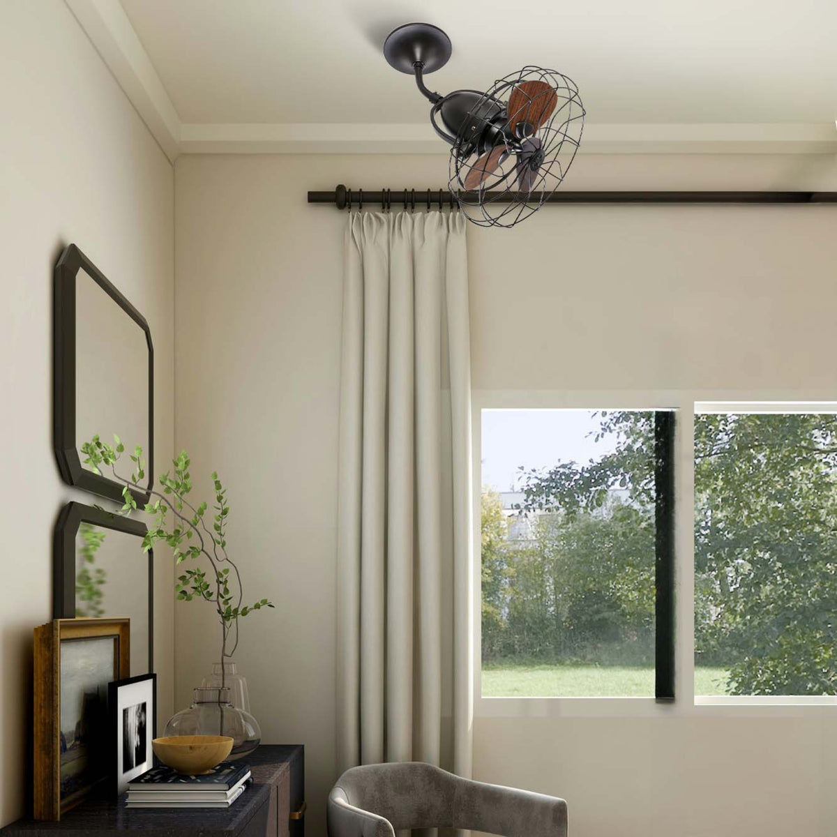 FARO Keiki wall-mounted fan with modern minimalist design for bedrooms, living spaces, cafés, and interiors in Indonesia | Kipas dinding FARO Keiki dengan desain modern minimalis untuk kamar tidur, ruang keluarga, kafe, dan interior di Indonesia