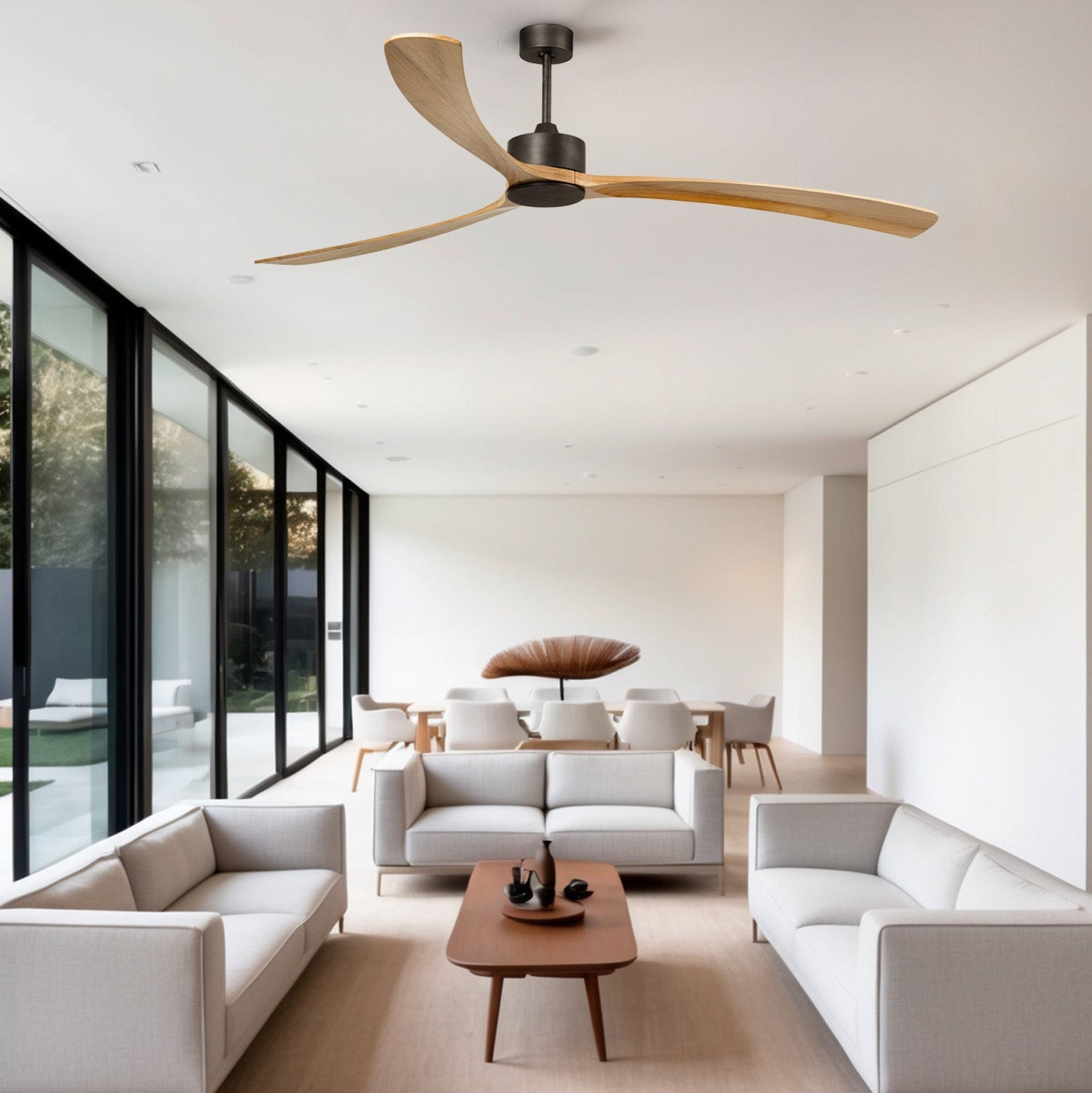 Faro Kauai ceiling fan with tropical modern styling and elegant aerodynamic blades for villas, resorts, patios, and coastal homes in Indonesia | Kipas angin plafon Faro Kauai dengan desain tropis modern dan blade aerodinamis elegan untuk villa, resort, patio, dan rumah coastal di Indonesia