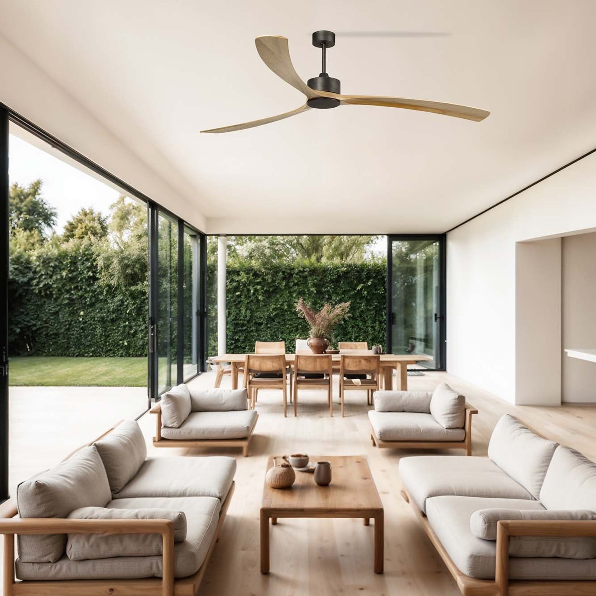 Faro Kauai ceiling fan with tropical modern styling and elegant aerodynamic blades for villas, resorts, patios, and coastal homes in Indonesia | Kipas angin plafon Faro Kauai dengan desain tropis modern dan blade aerodinamis elegan untuk villa, resort, patio, dan rumah coastal di Indonesia