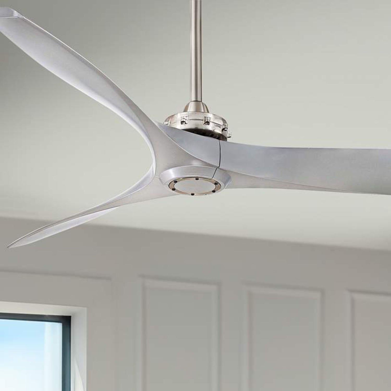 Minka Aire Aviation ceiling fan with aircraft propeller-inspired blades and industrial designer styling for lofts, luxury homes, cafes, and architectural interiors in Indonesia | Kipas angin plafon Minka Aire Aviation dengan blade terinspirasi baling-baling pesawat dan desain industrial premium untuk loft, rumah mewah, cafe, dan interior arsitektural di Indonesia