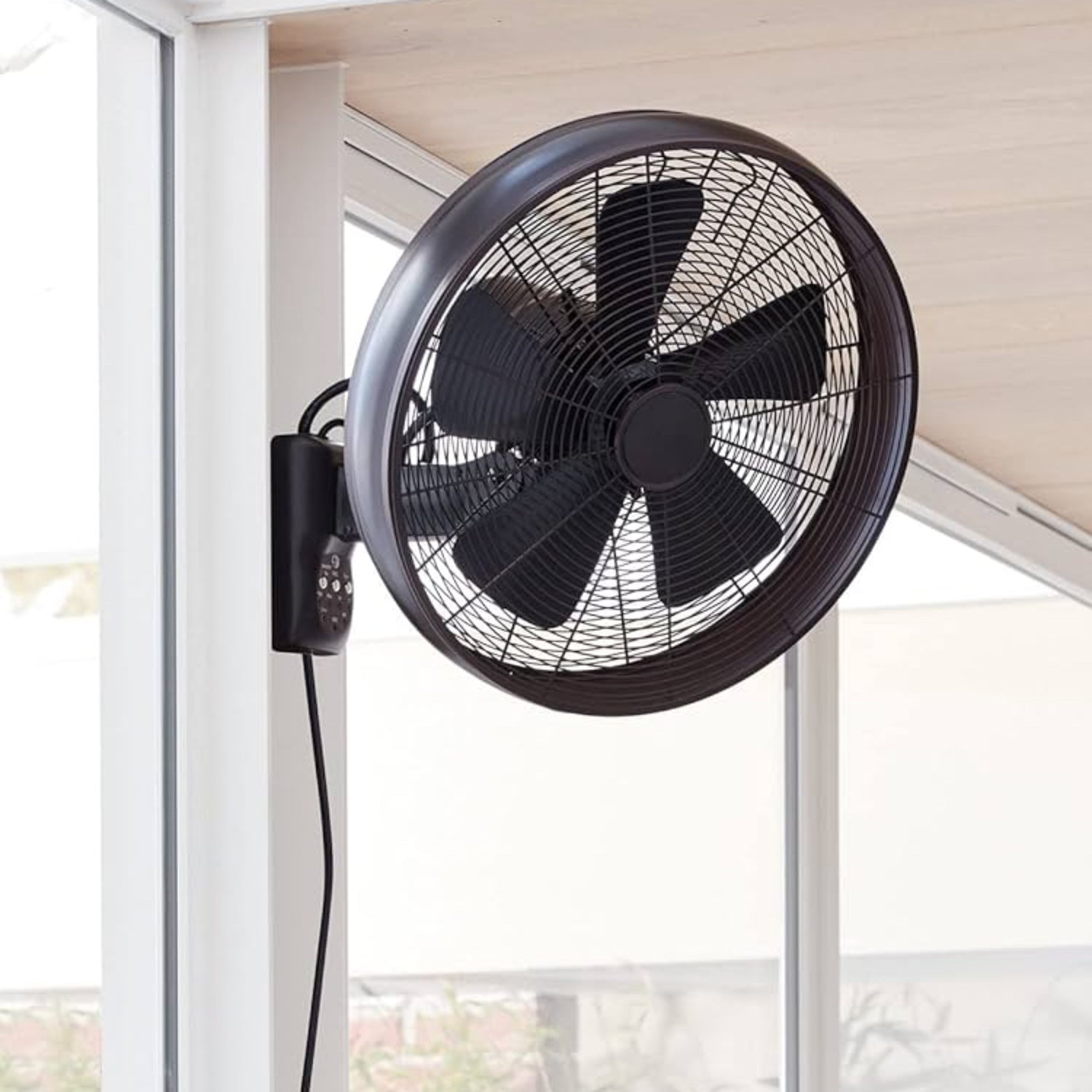 Lucci Air Breeze wall fan with retro industrial design and oscillating airflow for homes, cafés, and interior spaces in Indonesia | Kipas dinding Lucci Air Breeze dengan desain retro industrial dan fitur oscillating untuk rumah, kafe, dan interior di Indonesia