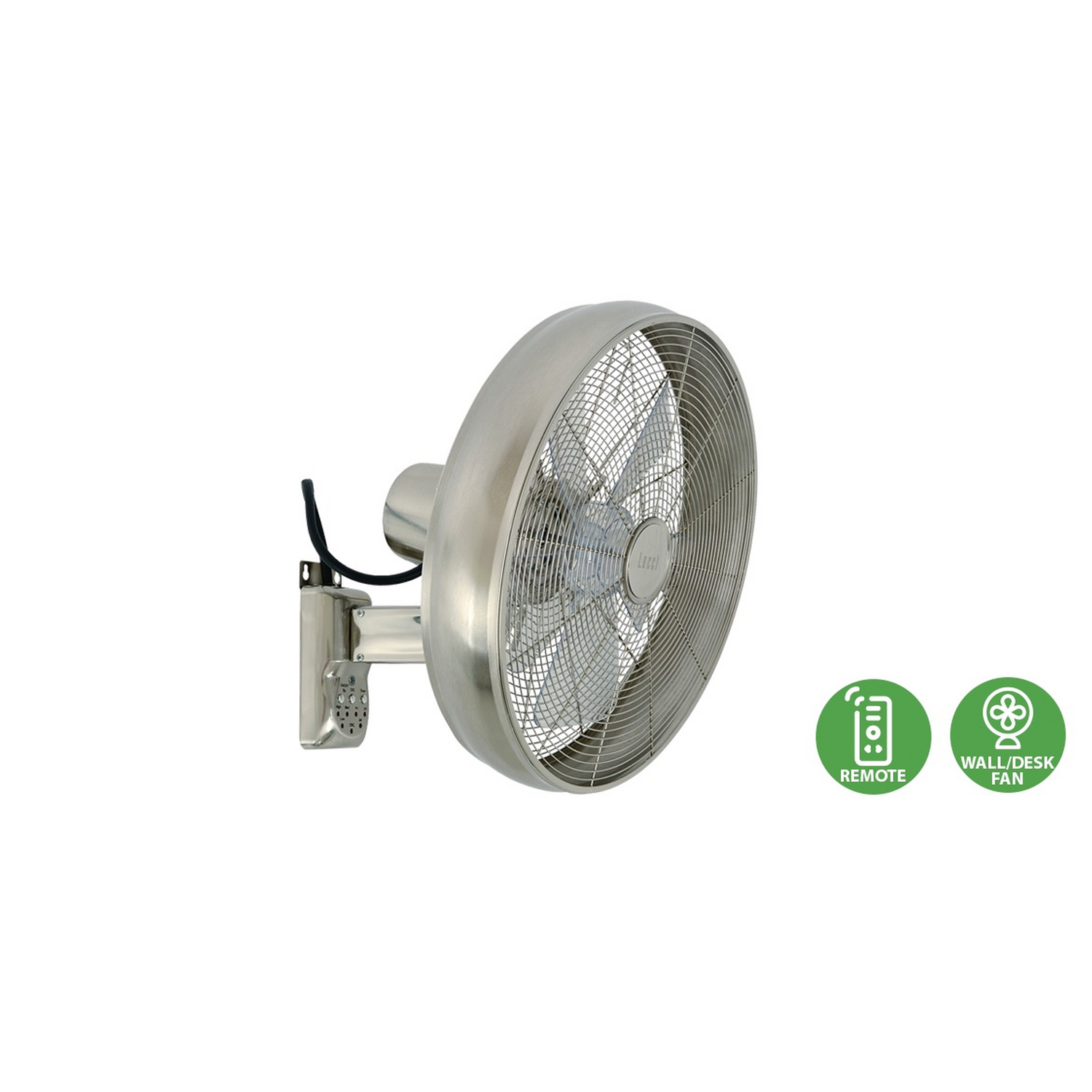 Lucci Air Breeze wall fan with retro industrial design and oscillating airflow for homes, cafés, and interior spaces in Indonesia | Kipas dinding Lucci Air Breeze dengan desain retro industrial dan fitur oscillating untuk rumah, kafe, dan interior di Indonesia