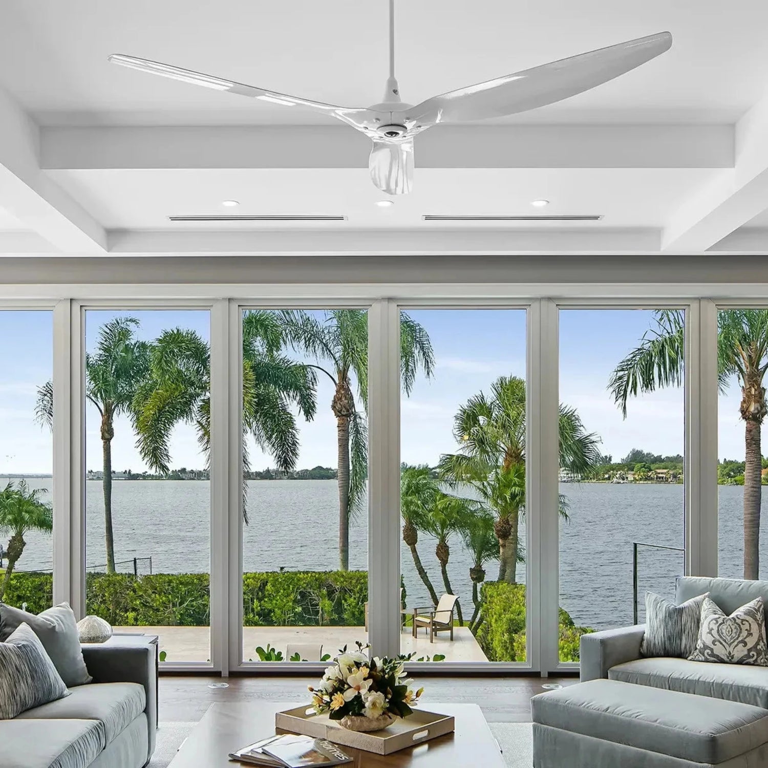 Big Ass Fans Haiku Indoor smart ceiling fan with patented airfoil blades and minimalist architectural design for luxury homes, villas, apartments, and designer interiors in Indonesia | Kipas angin plafon Big Ass Fans Haiku Indoor dengan blade airfoil berpaten dan desain arsitektural minimalis untuk rumah mewah, villa, apartemen, dan interior designer di Indonesia