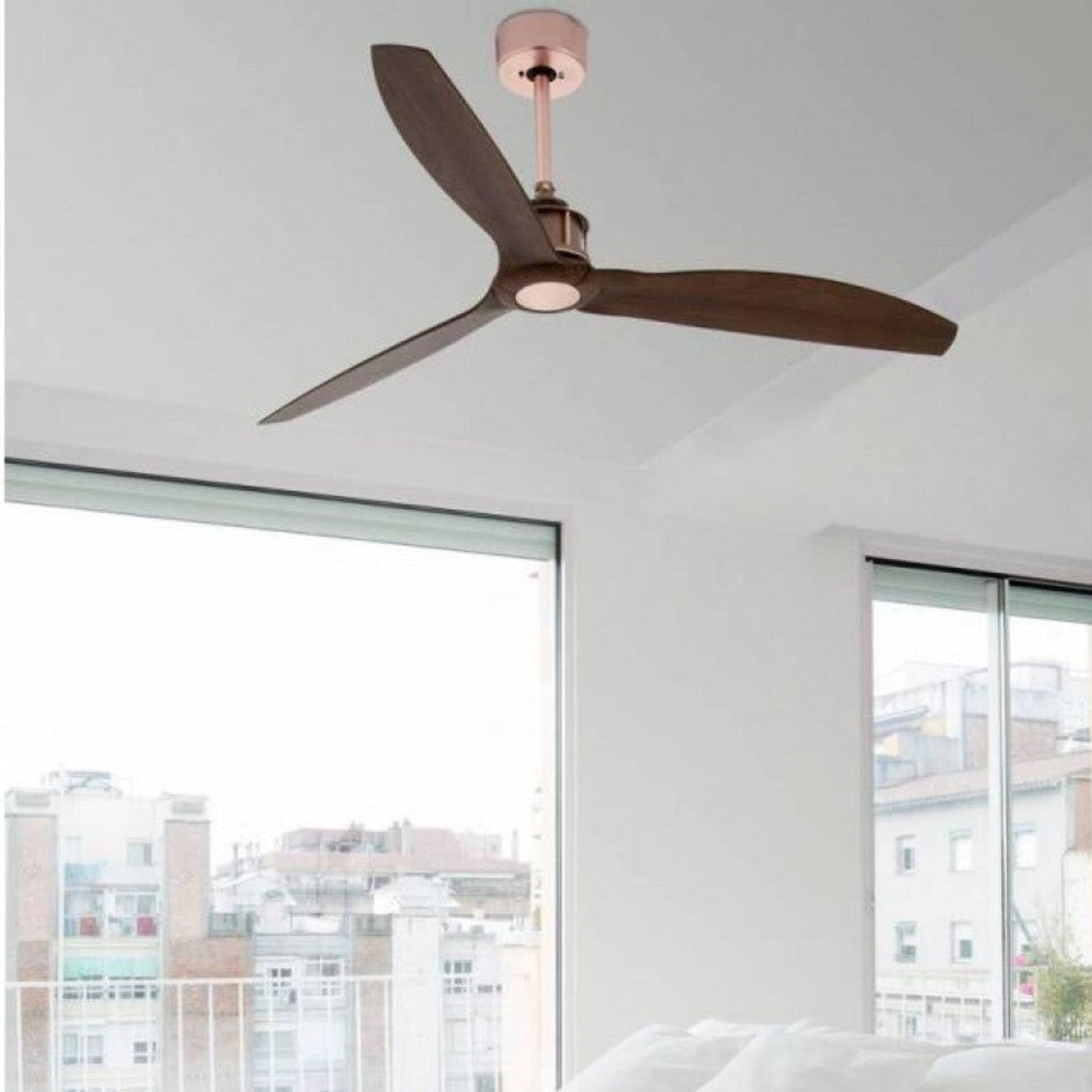 Faro Just Fan designer ceiling fan with industrial modern styling and aerodynamic blades for contemporary homes, cafes, and architectural interiors in Indonesia | Kipas angin plafon Faro Just Fan dengan desain industrial modern dan blade aerodinamis untuk rumah modern, cafe, dan interior arsitektural di Indonesia