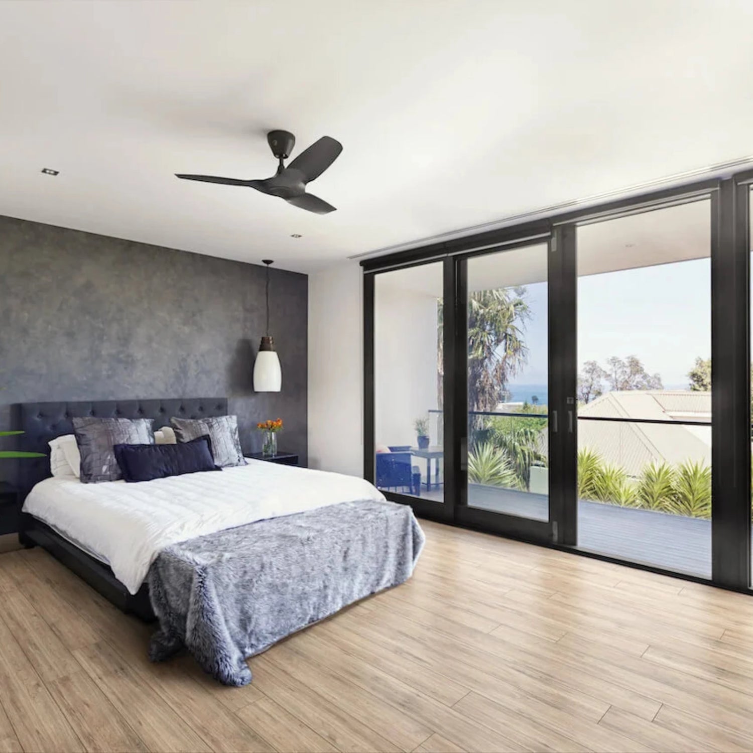 Big Ass Fans Haiku L Series Indoor smart ceiling fan with aerodynamic airfoil blades and minimalist modern design for homes, villas, apartments, and designer interiors in Indonesia | Kipas angin plafon Big Ass Fans Haiku L Series Indoor dengan blade airfoil aerodinamis dan desain modern minimalis untuk rumah, villa, apartemen, dan interior designer di Indonesia